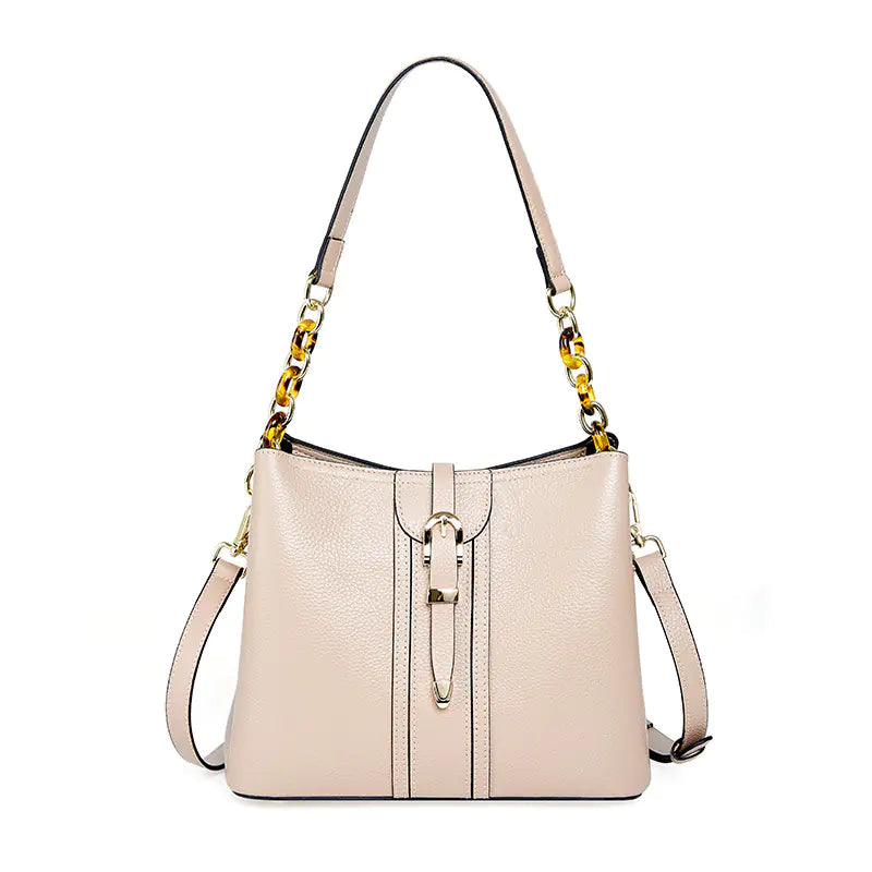 Large Capacity Leather Bucket Handbag