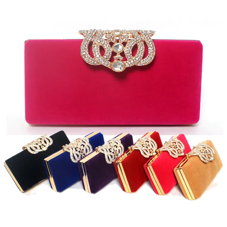 Rhinestone Crown Suede Bridal Bag for Ladies